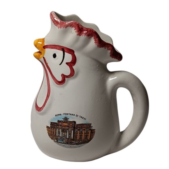 Souvenir Chicken Creamer with Image of Fontana Di Trevi Rome Italy Handmade - Picture 7 of 7